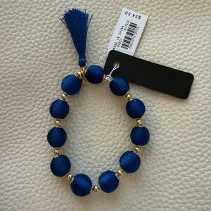 NWT J. Crew Factory Elegant Blue and Gold Beaded Bracelet.